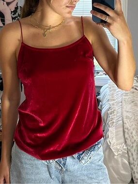 Free Peopke NWT Red Velvet Spaghetti Strap Cami Top - Women
